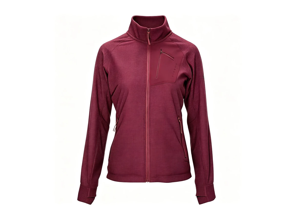 LYTH FL18 burgundy grid fleece jacket from the fleece series