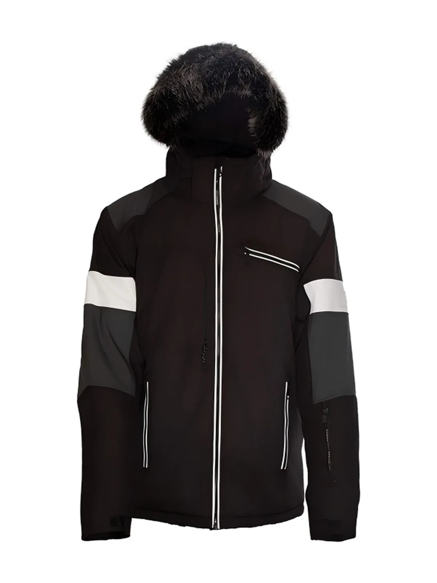 Black Fur Hood Men Winter Jacket