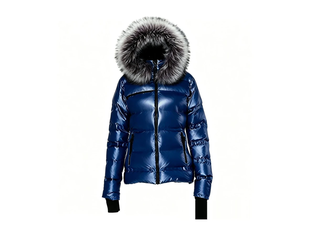 LYTH PJ42 metallic blue fur hood padded jacket from the padding jacket series