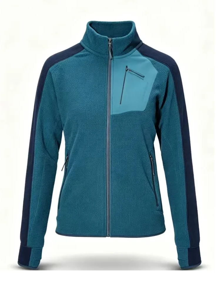 Teal Grid Fleece Jacket