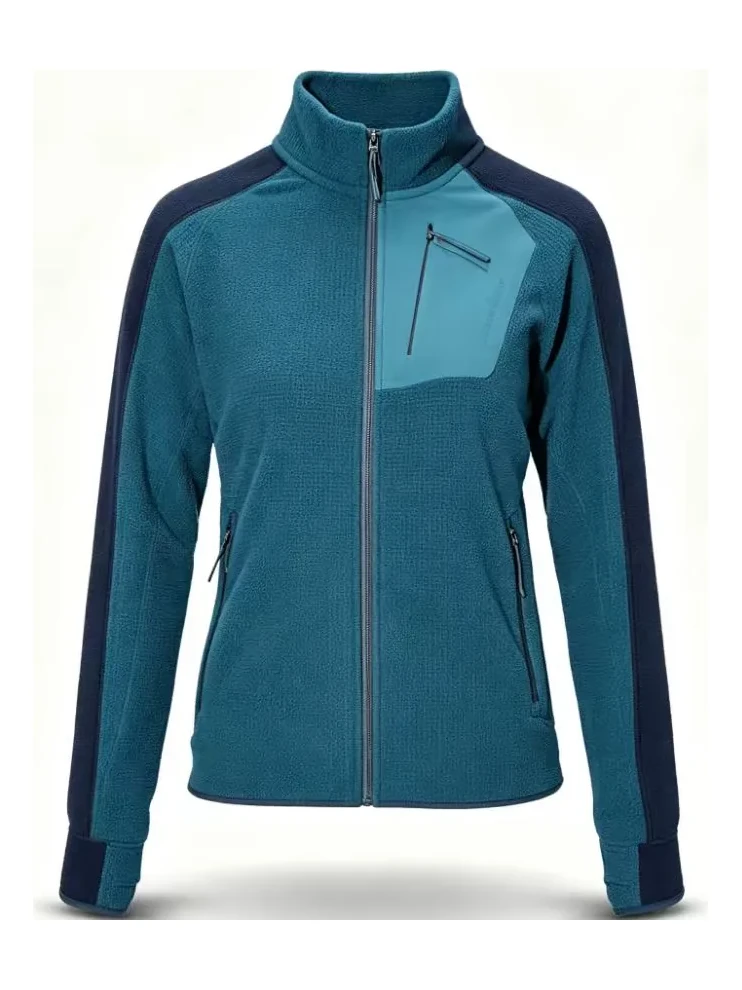 Grid fleece jacket in teal