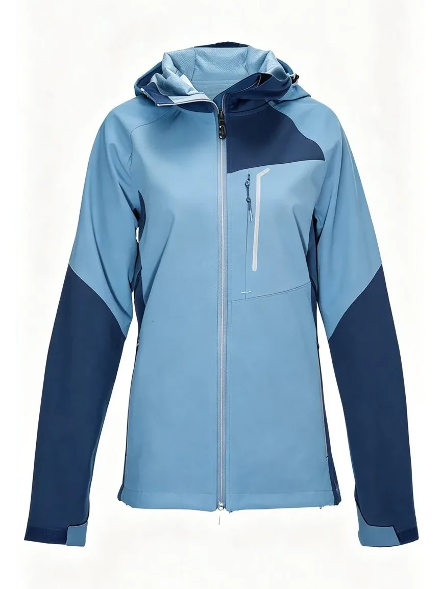 Sky-Navy Hooded Softshell Jacket