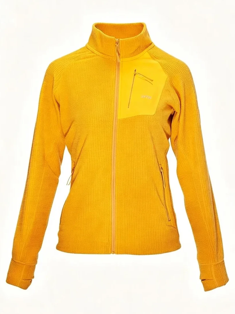 Yellow Grid Fleece Jacket