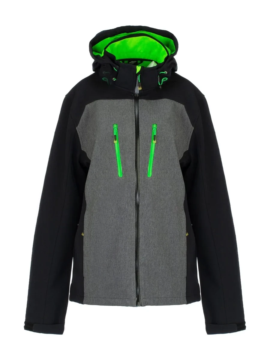 Grey-Black Hooded Softshell Jacket