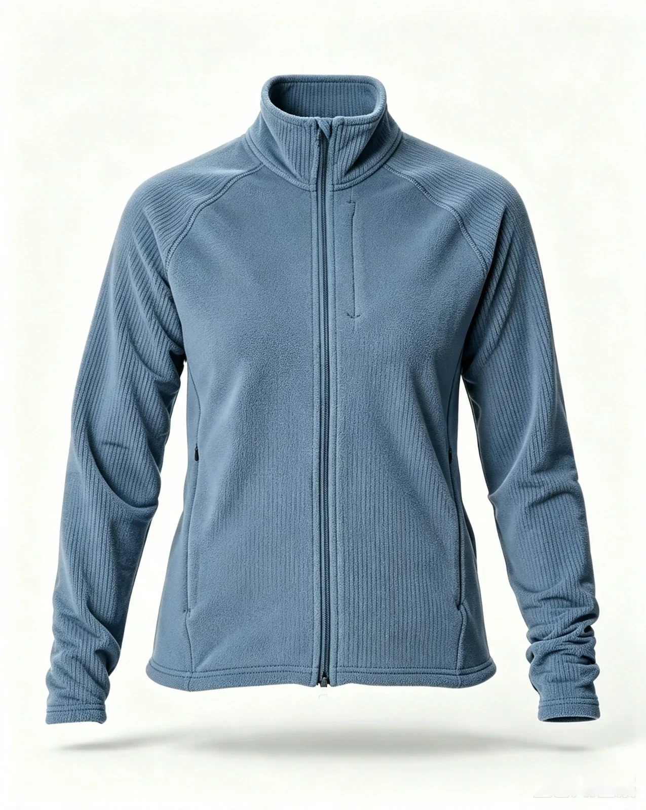 Custom stripe fleece jacket in blue — recycled mid-layer OEM