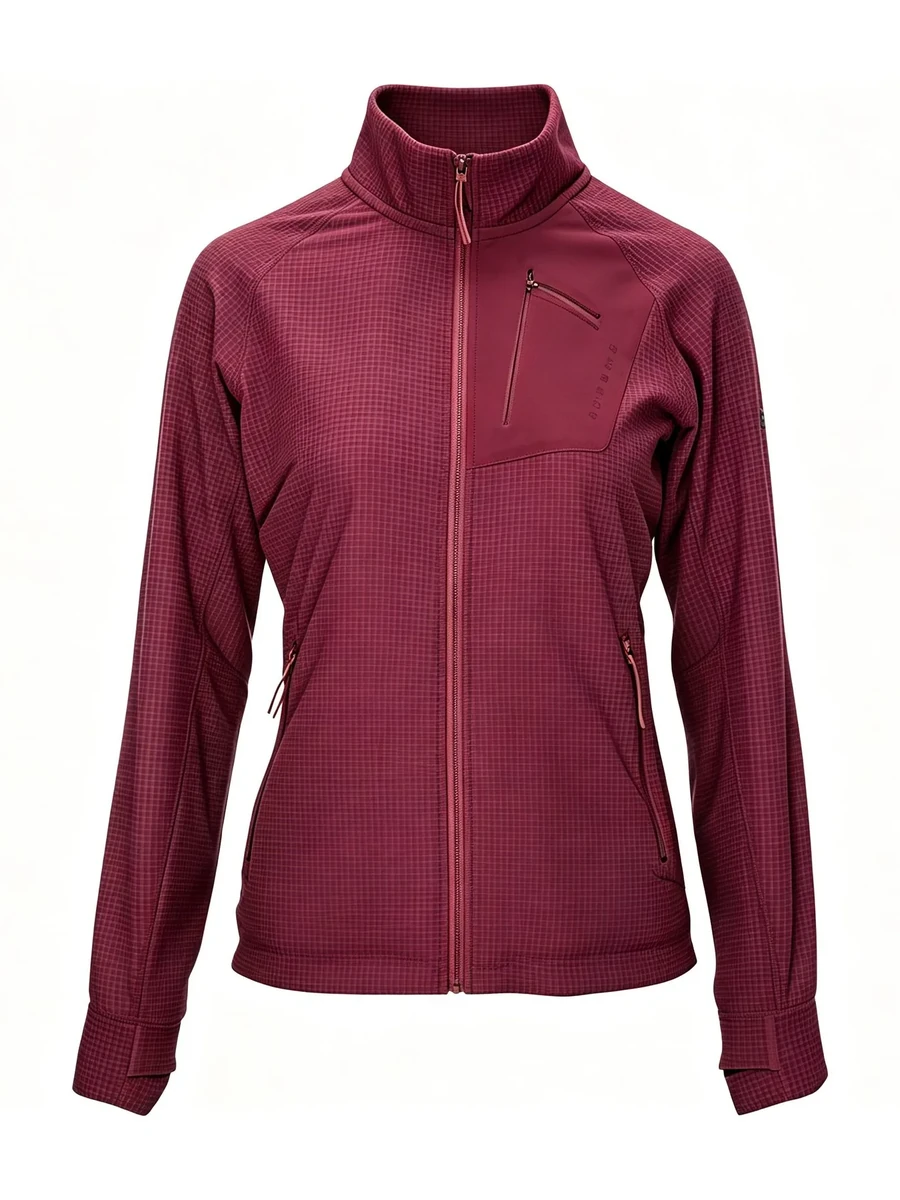 Burgundy Grid Fleece Jacket