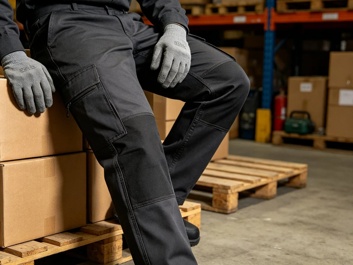 Warehouse worker wearing LYTH cargo work pants