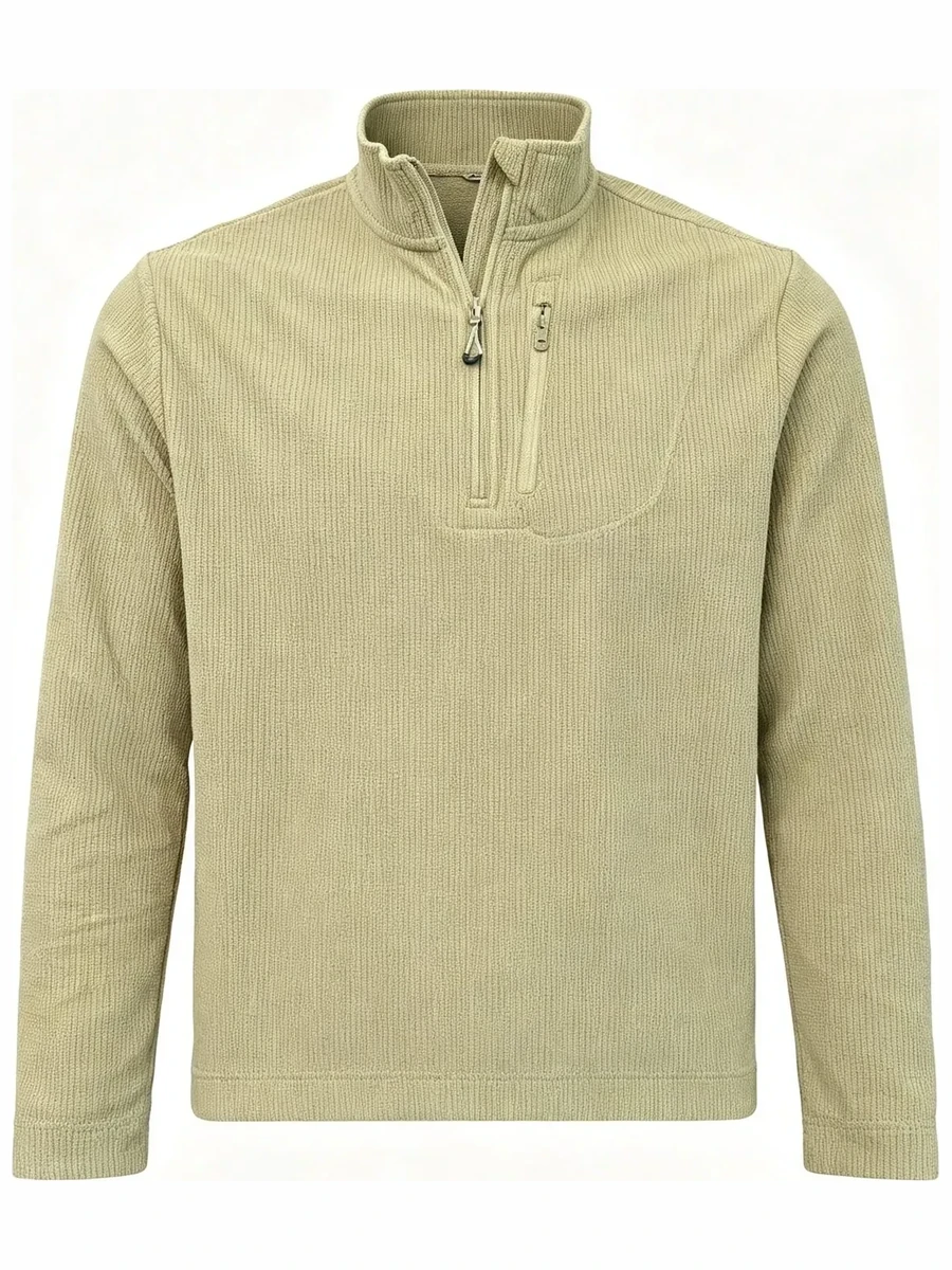 Half-zip grid fleece jacket in beige
