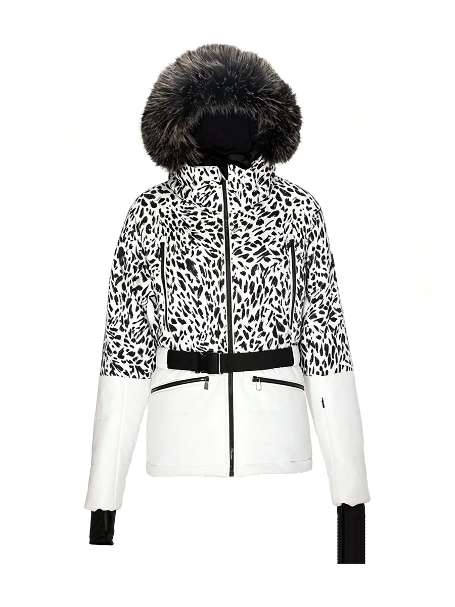 Leopard Fur Hood Ladies' Winter Jacket