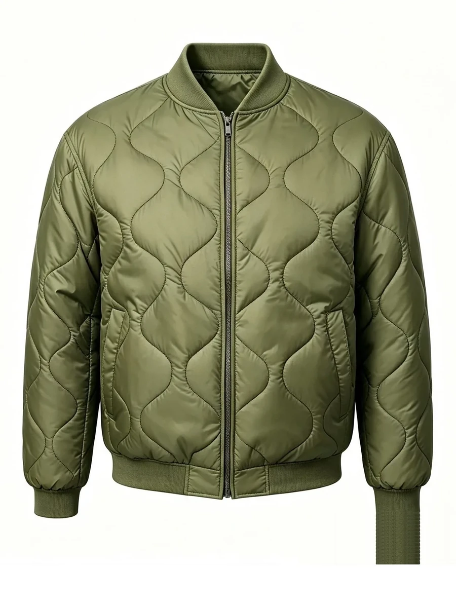 Olive Quilted Bomber Winter Jacket
