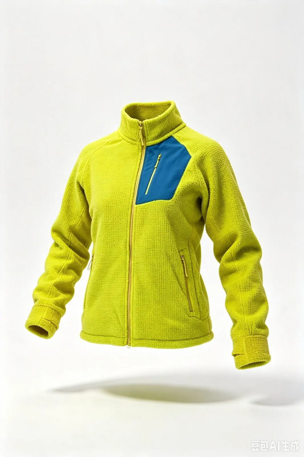 Custom grid fleece jacket in lime — recycled mid-layer OEM