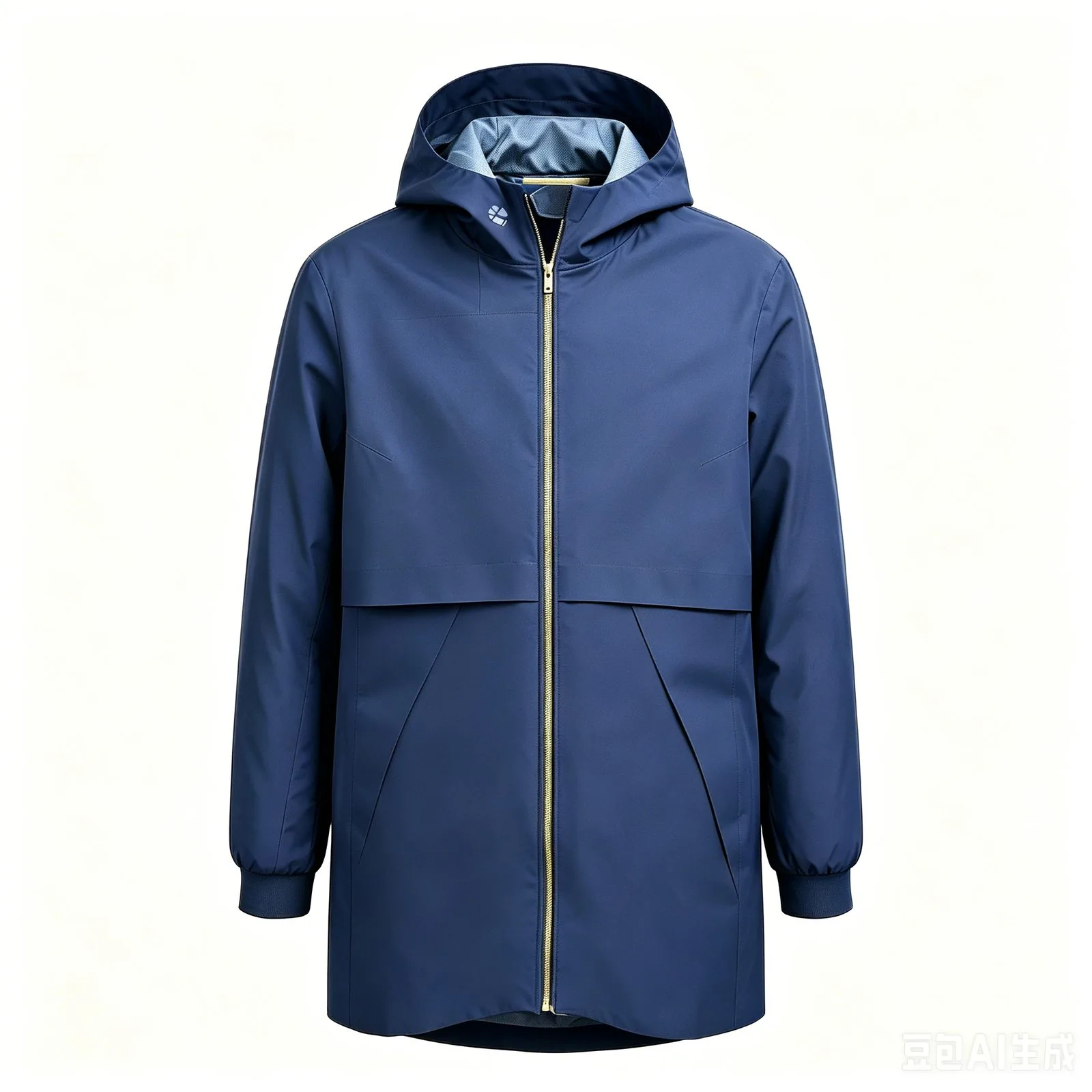 Ultralight 3L shell jacket, long cut, in navy — 80gsm packable OEM
