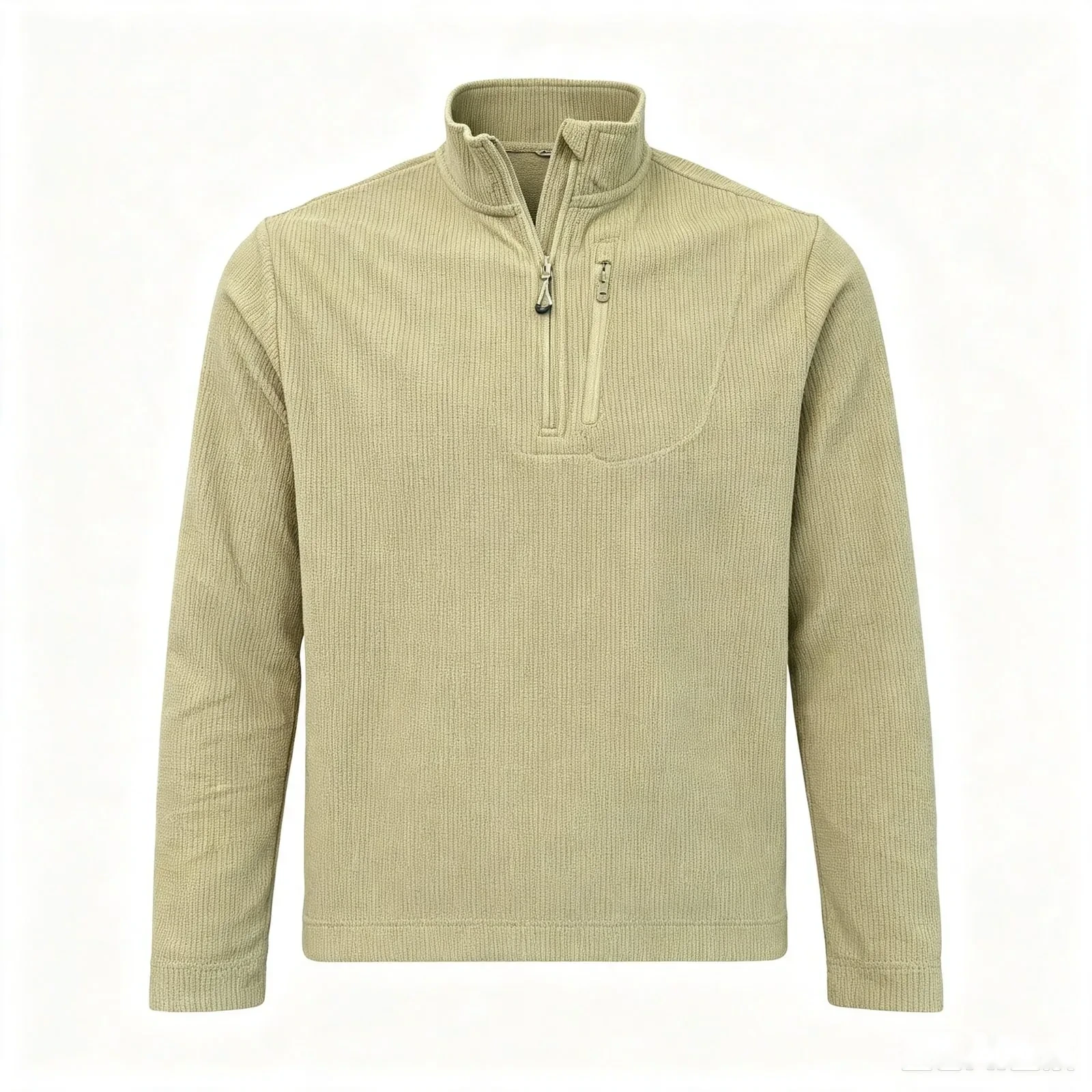 Custom grid fleece half-zip jacket in beige — recycled mid-layer OEM