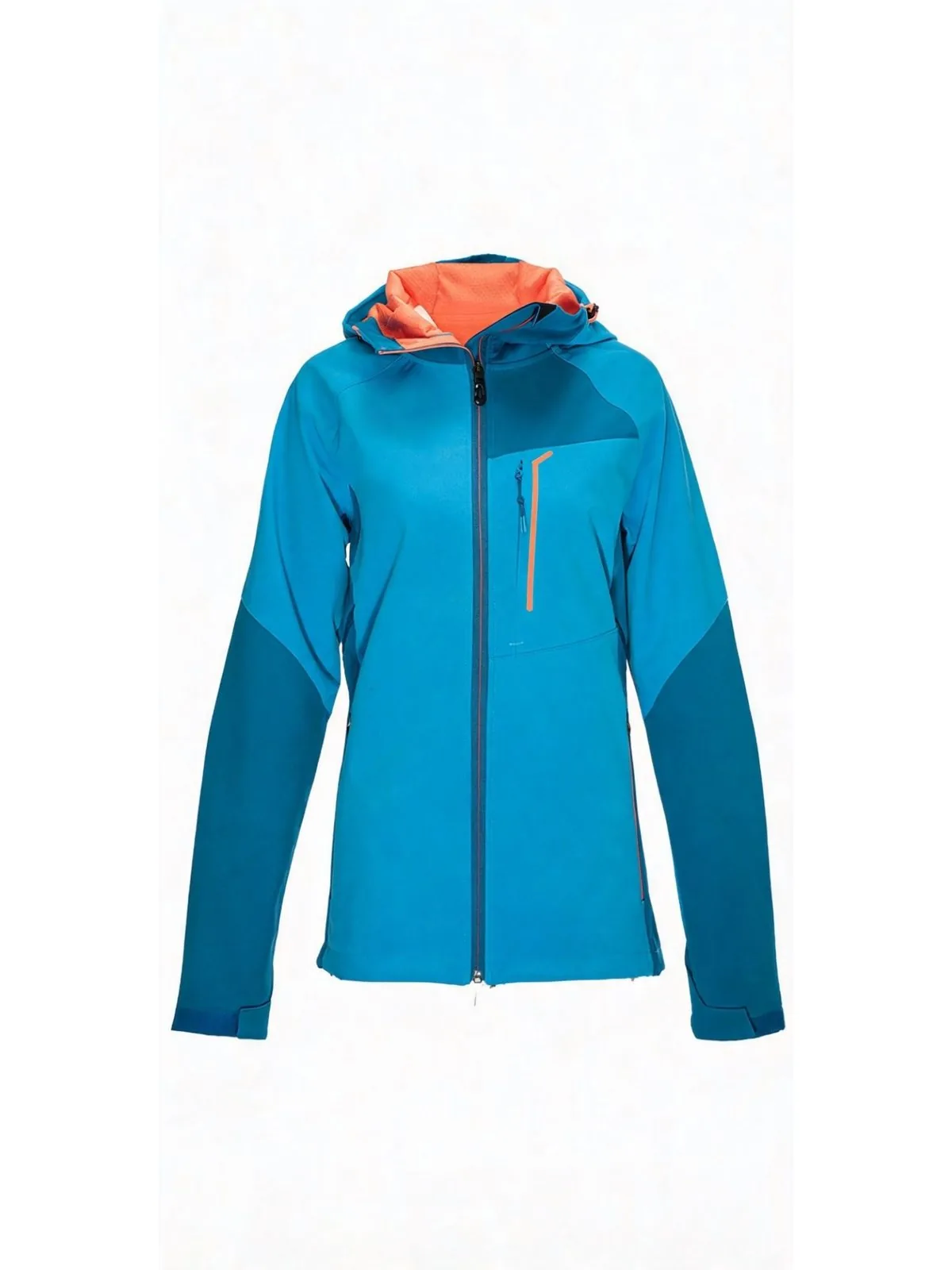 Blue hooded custom softshell jacket