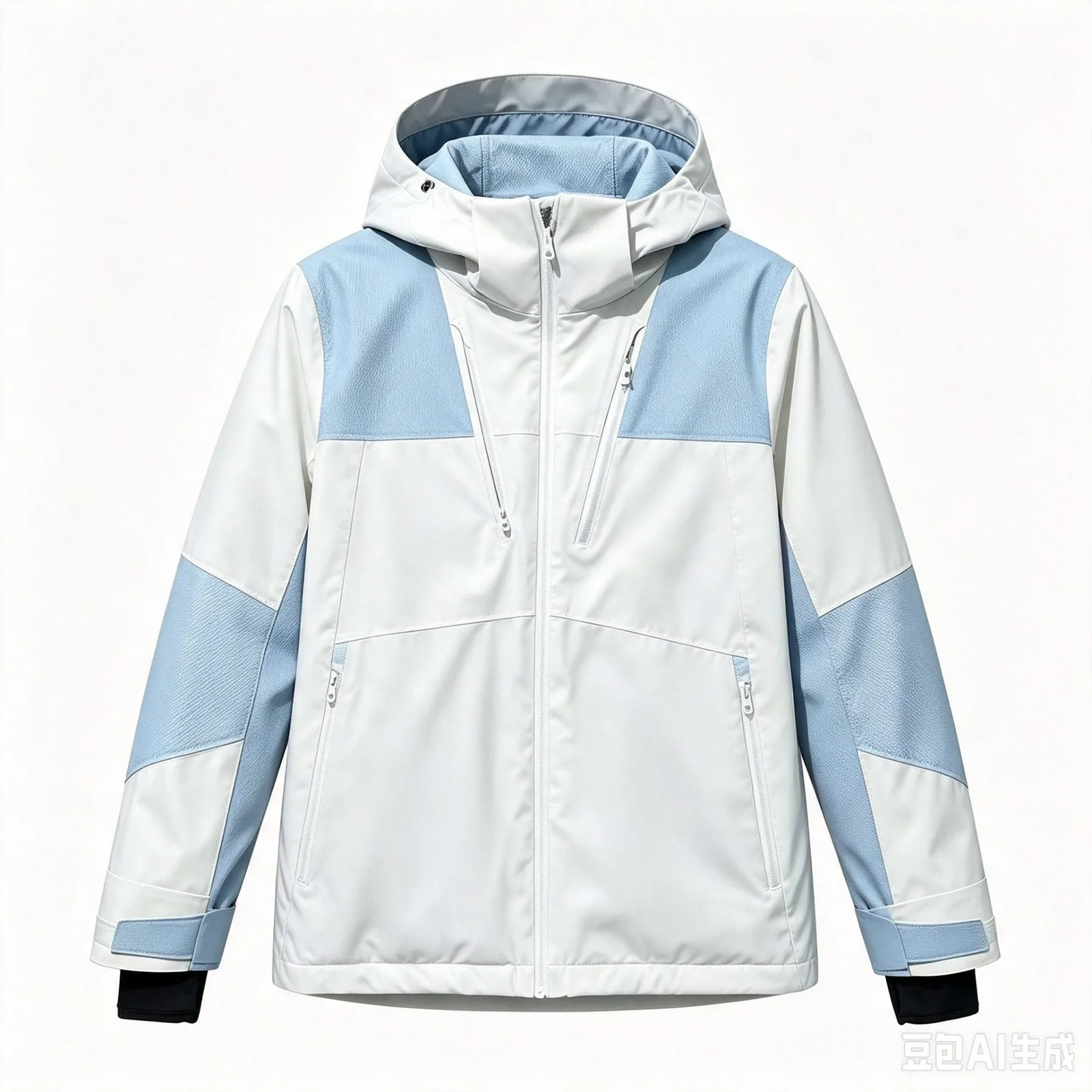 White-Blue Women's Ski Jacket - 图片 1
